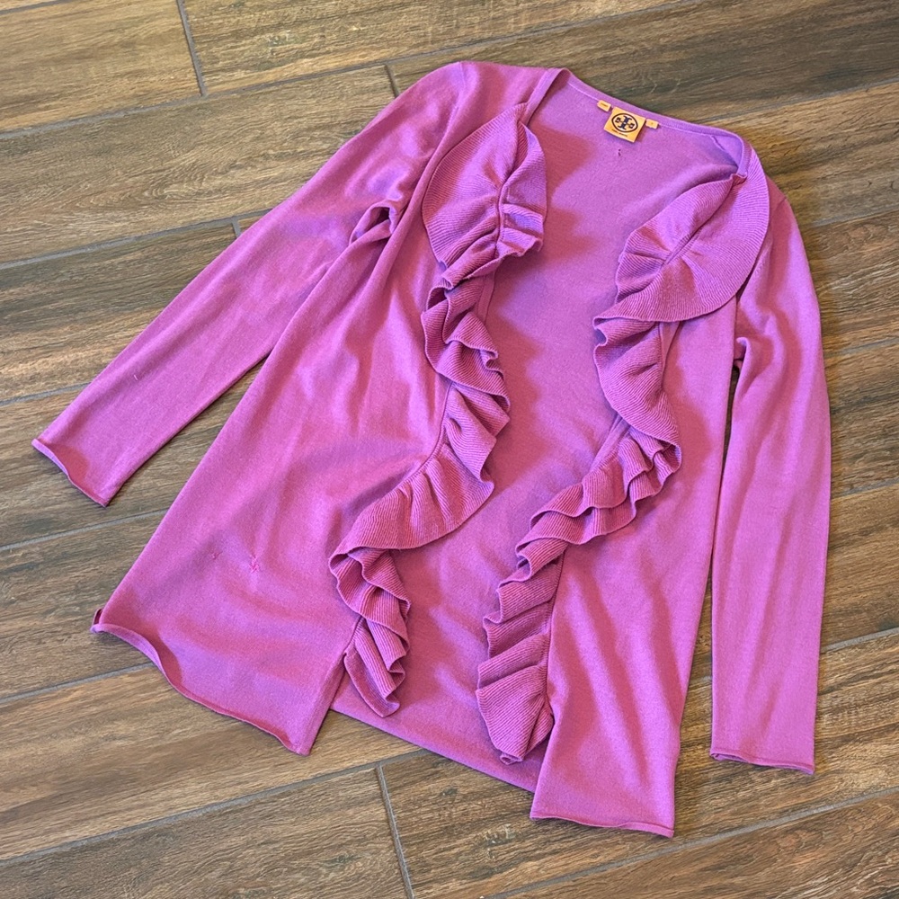 Tory Burch Merino Wool Ruffled Cardigan